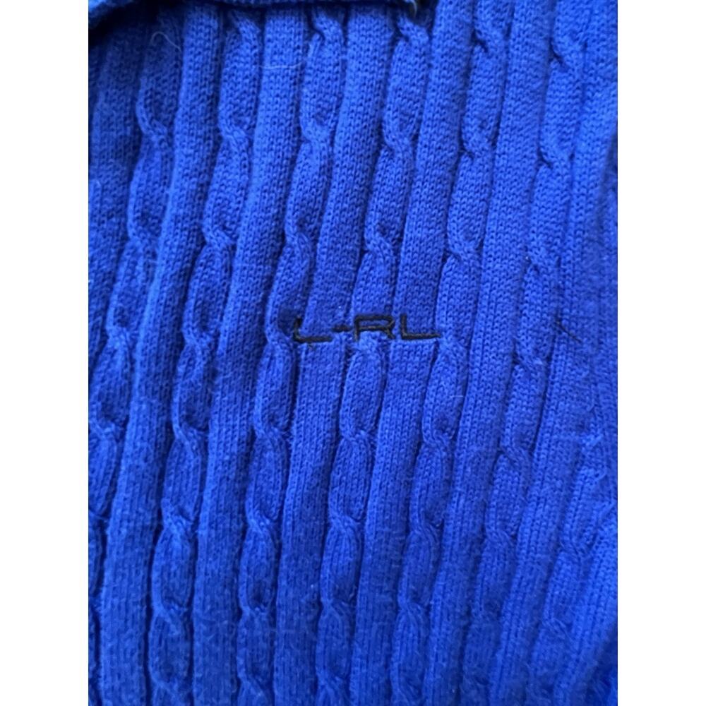 Ralph Lauren LRL Active Women’s Cable Knit Polo Sweater Top V-Neck VTG Size L - Picture 3 of 9